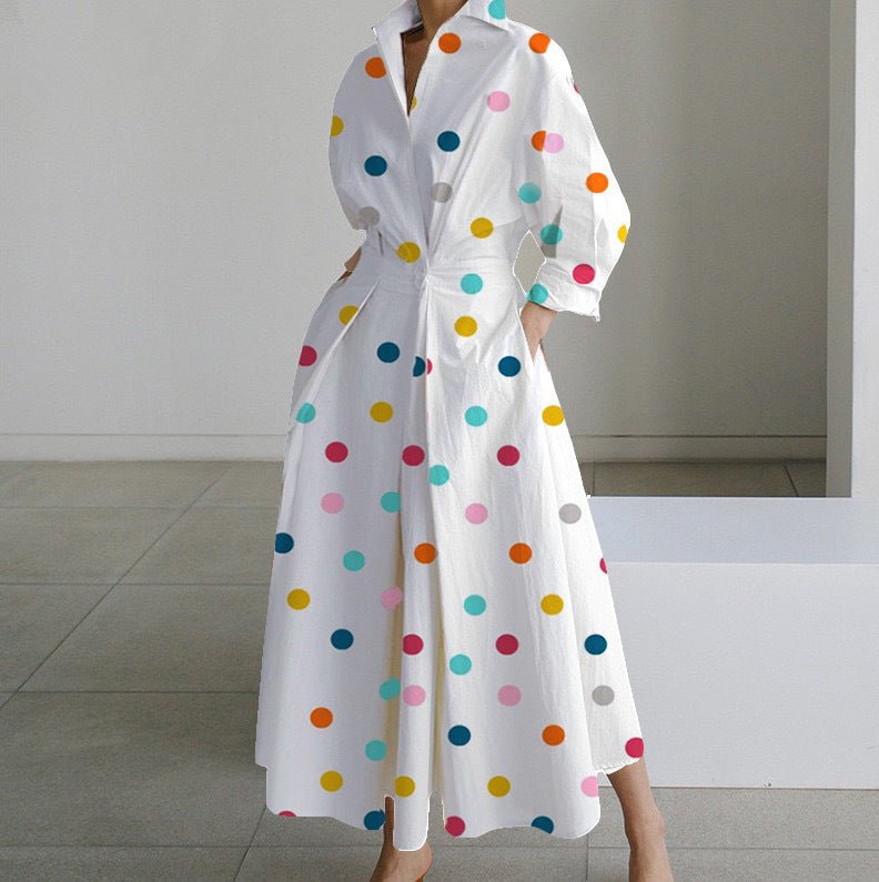 Robe à manches longues avec taille élastique et jupe évasée - Allomarc.com