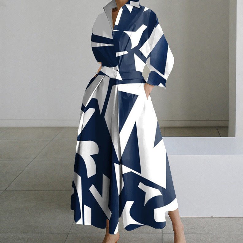 Robe à manches longues avec taille élastique et jupe évasée - Allomarc.com