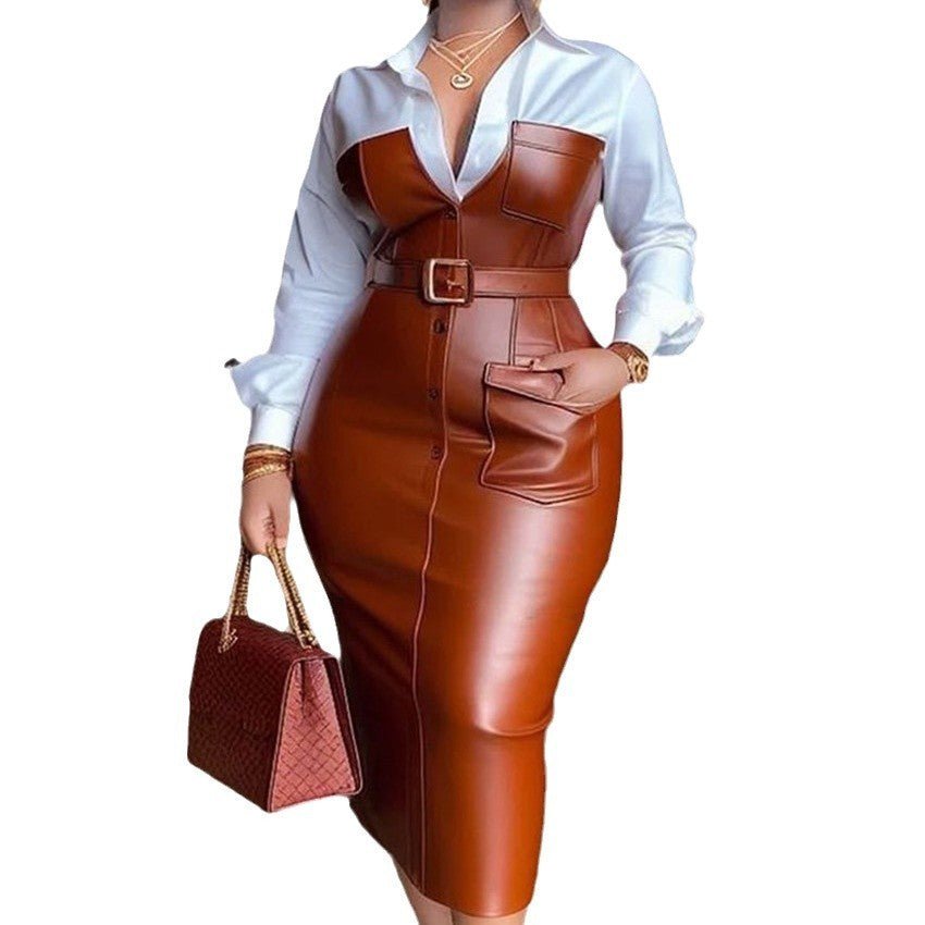 Robe Contrast Tempérament Commute à Couture Nouveau - Allomarc.com