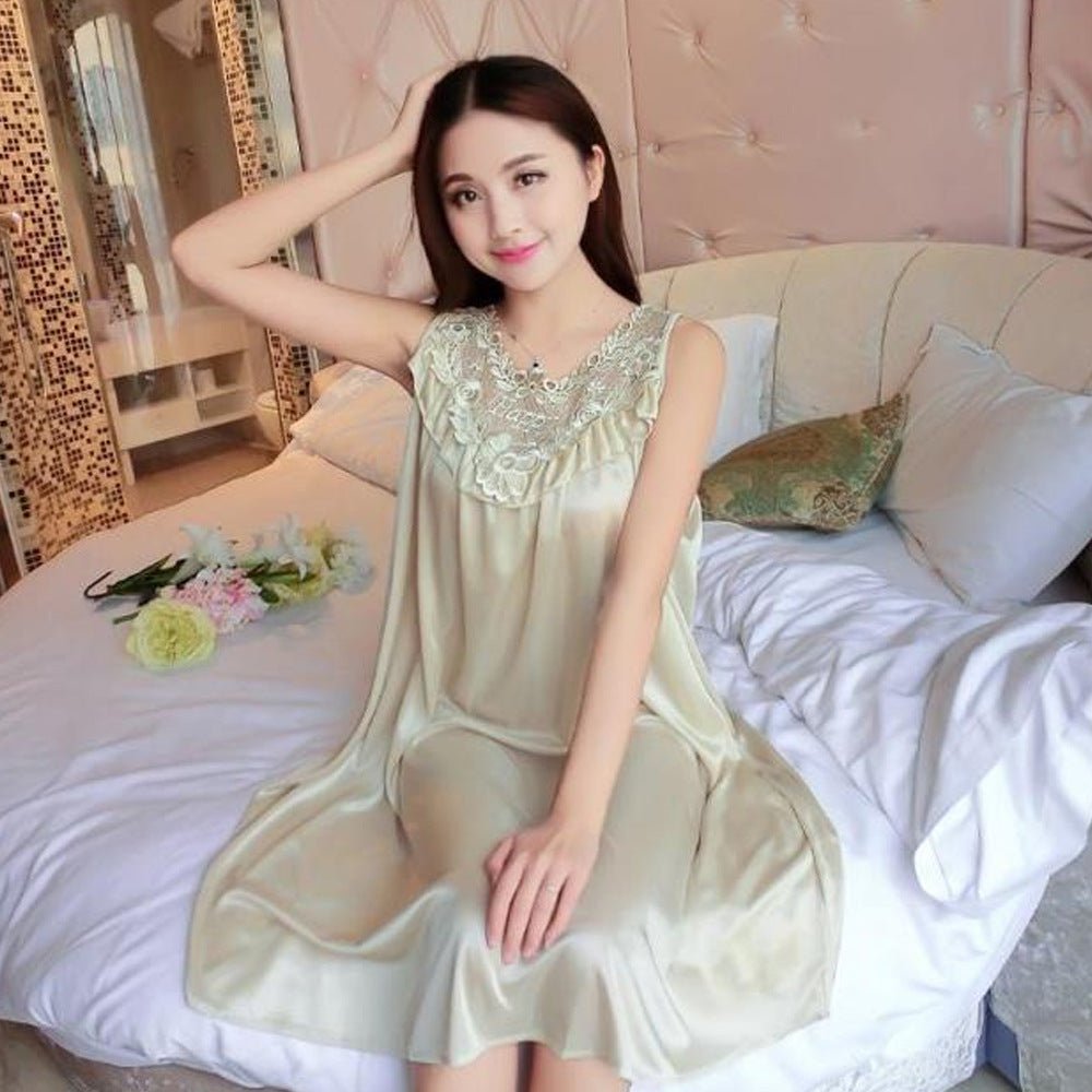 Robe de Nuit Sexy en Soie pour Femmes avec Dentelle - Allomarc.com