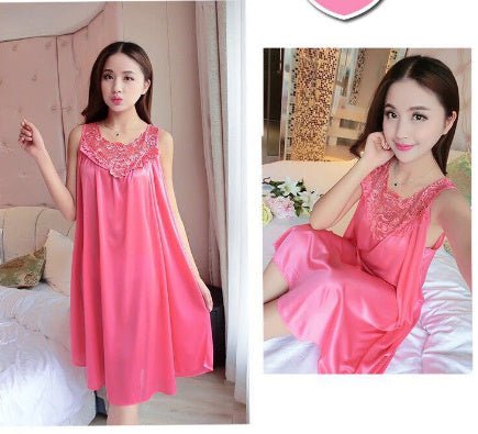 Robe de Nuit Sexy en Soie pour Femmes avec Dentelle - Allomarc.com