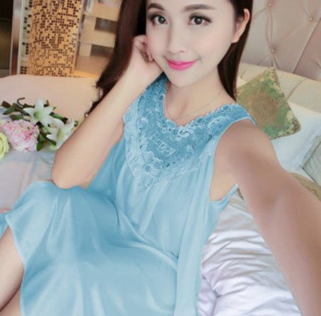 Robe de Nuit Sexy en Soie pour Femmes avec Dentelle - Allomarc.com