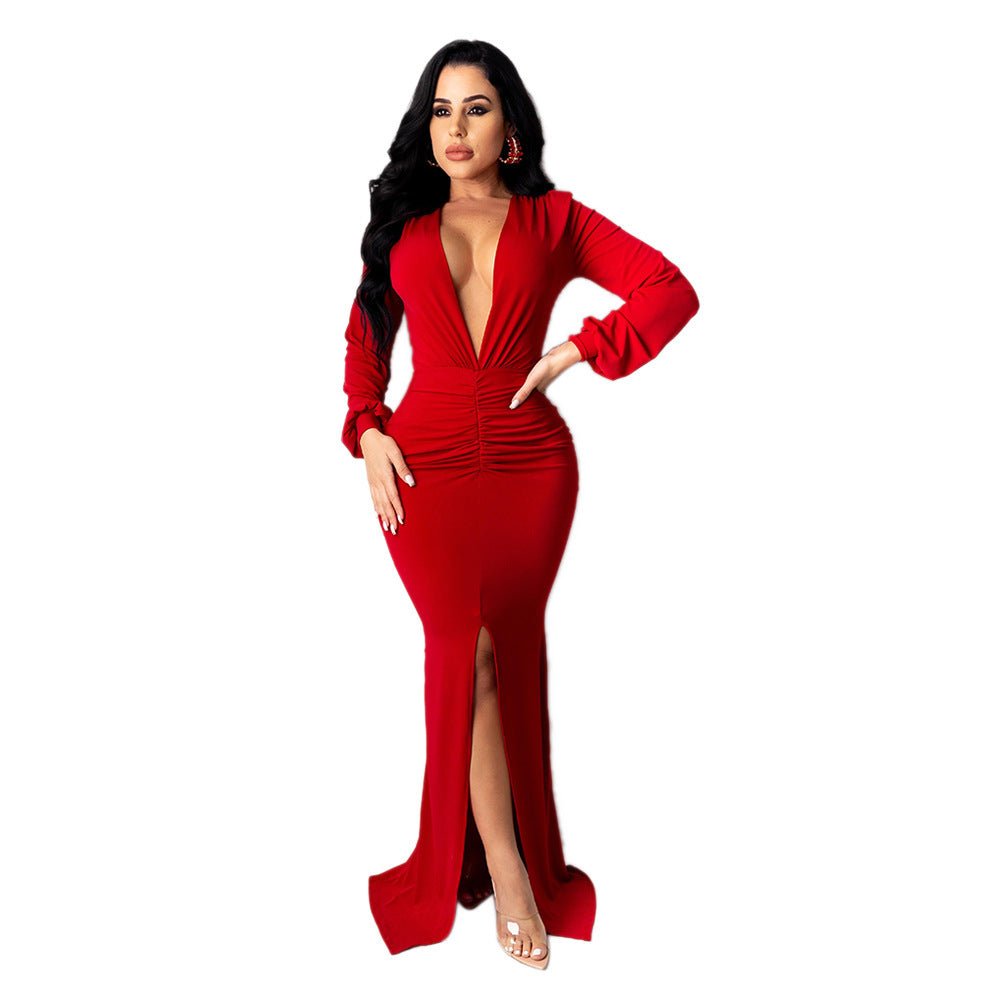 Robe de Soirée Slim - Fit Femme à Décolleté en V - Allomarc.com