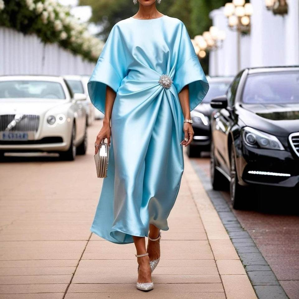 Robe Élégante avec Perles et Satin pour Femmes - Allomarc.com