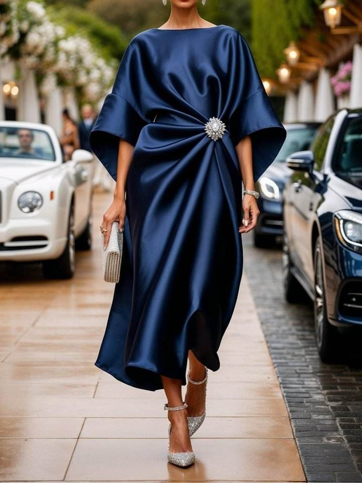 Robe Élégante avec Perles et Satin pour Femmes - Allomarc.com