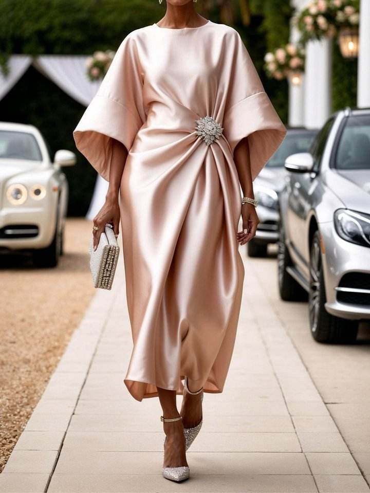 Robe Élégante avec Perles et Satin pour Femmes - Allomarc.com