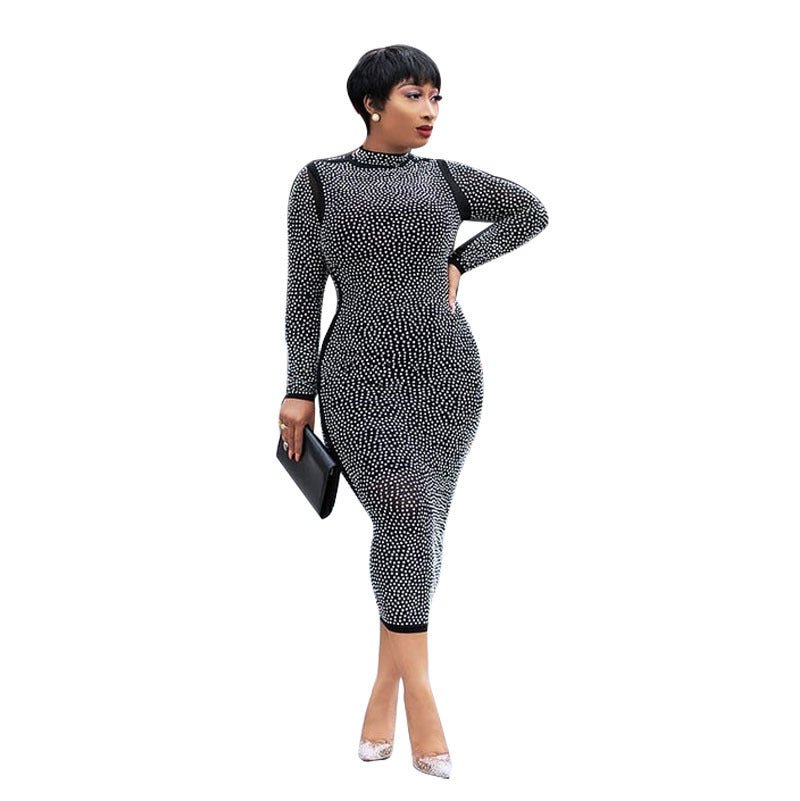 Robe en Maille Étroite Avec Strass Pour Femmes - Allomarc.com