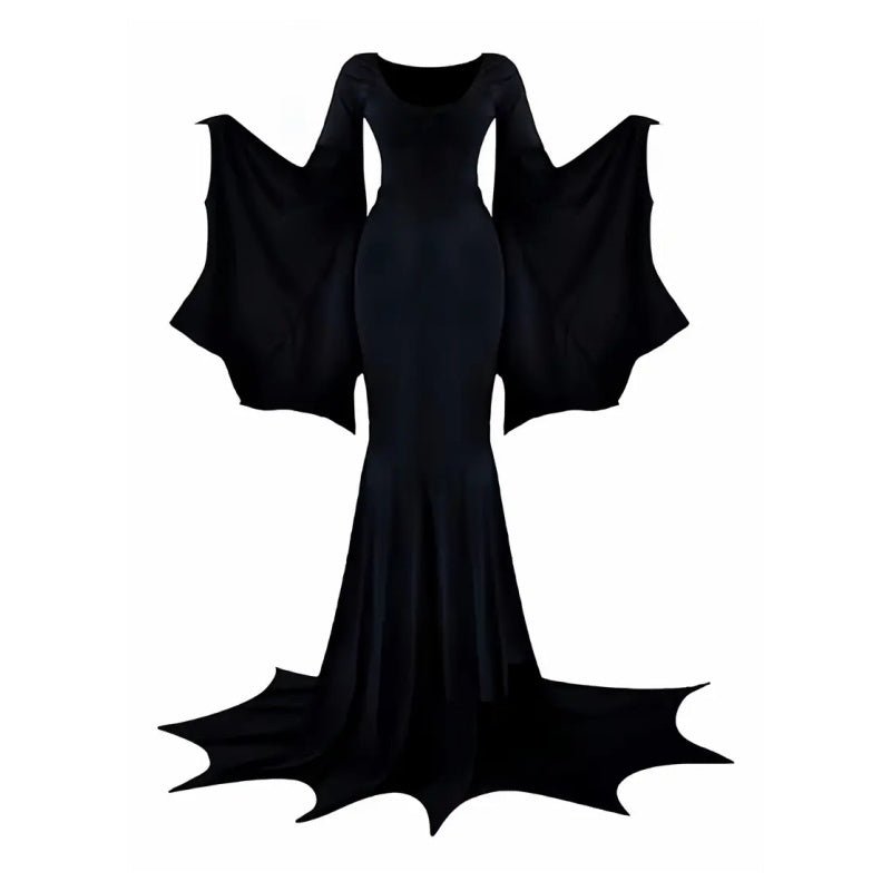Robe Gothique Noire Femme avec Manches Chauve - Souris pour Halloween - Allomarc.com