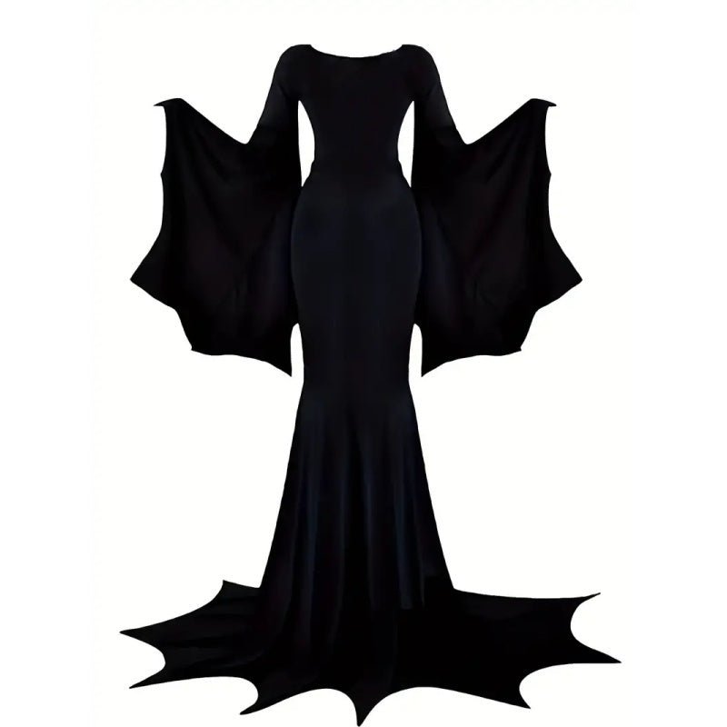 Robe Gothique Noire Femme avec Manches Chauve - Souris pour Halloween - Allomarc.com