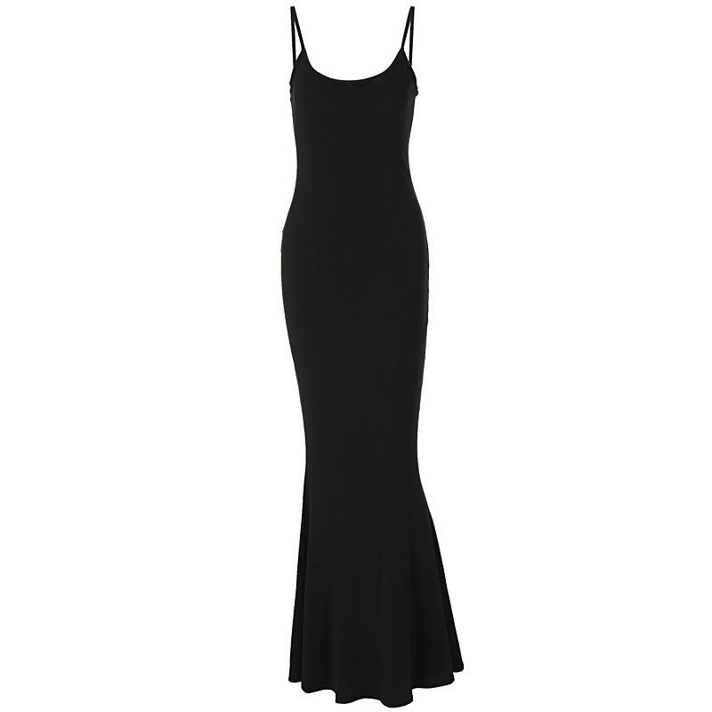 Robe Longue à Bretelles Spaghetti Femme Sexy Slim Bodycon - Allomarc.com