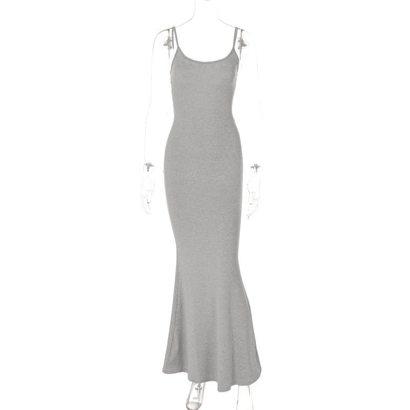 Robe Longue à Bretelles Spaghetti Femme Sexy Slim Bodycon - Allomarc.com