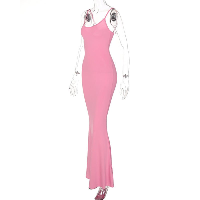 Robe Longue à Bretelles Spaghetti Femme Sexy Slim Bodycon - Allomarc.com