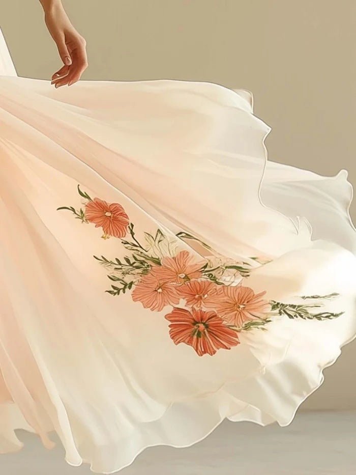 Robe Longue à Imprimé Numérique Femme V - cou à Manches Courtes - Allomarc.com