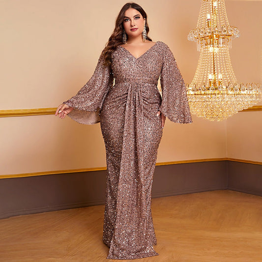 Robe Longue à Manches Longues en Sequin pour Femmes - Allomarc.com