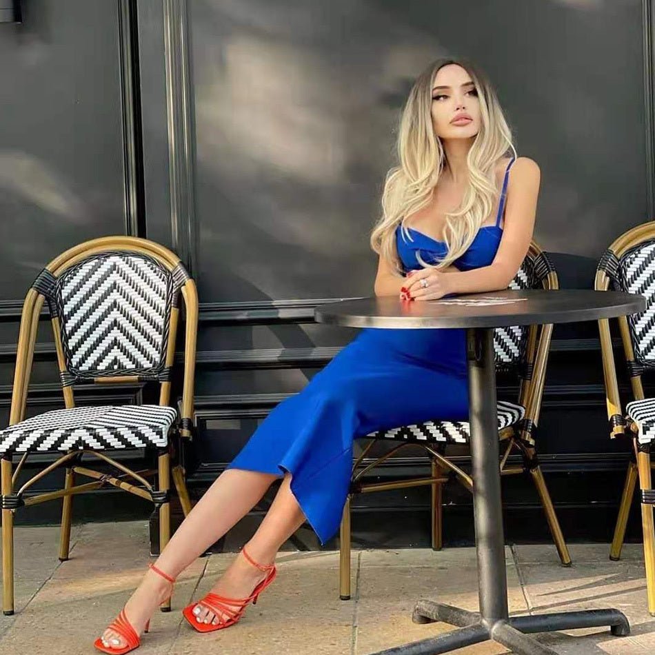 Robe Longue Bandage Sexy à Encolure V Halter Design Creux - Allomarc.com