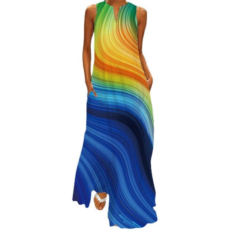 Robe Longue Sans Manches Multi - Couleurs pour Femmes - Allomarc.com