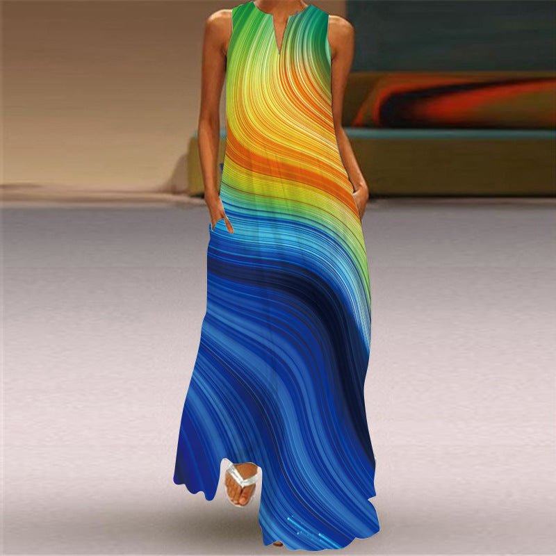 Robe Longue Sans Manches Multi - Couleurs pour Femmes - Allomarc.com