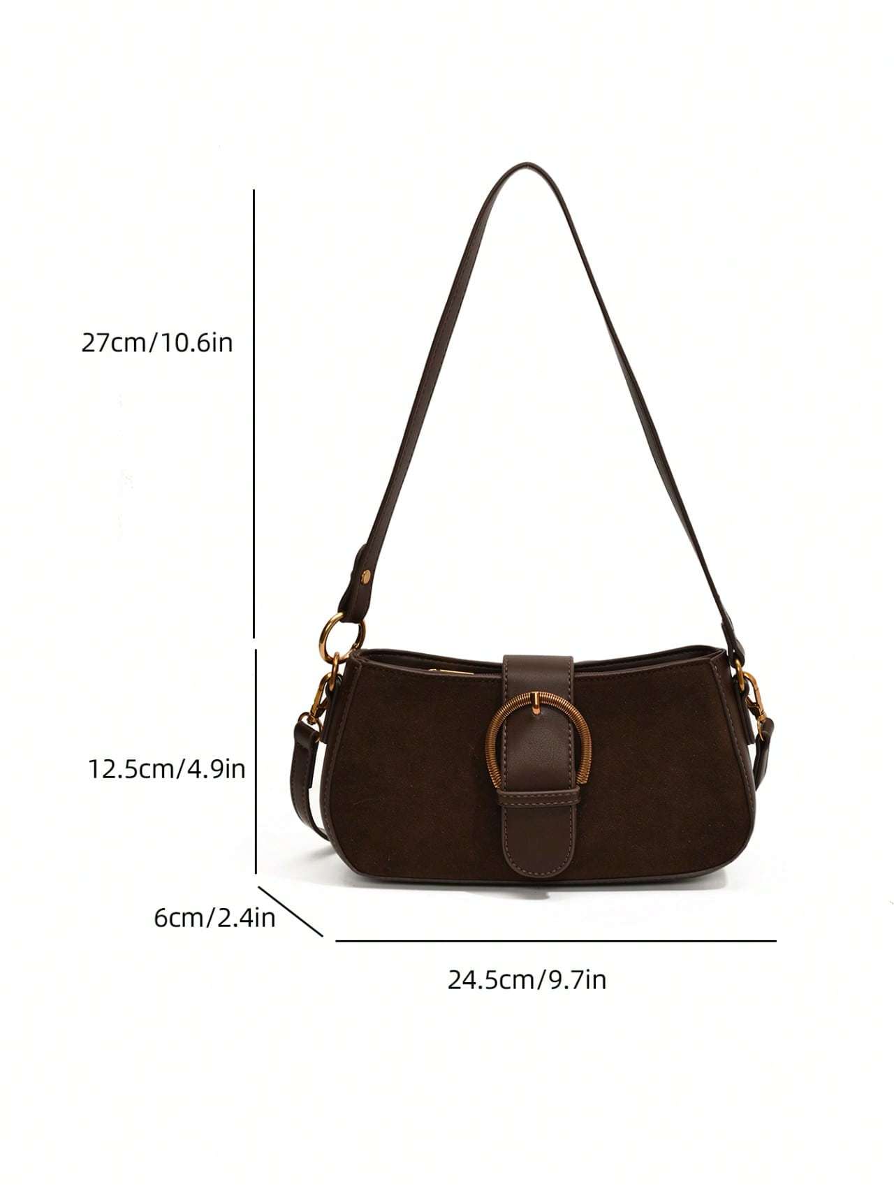 Sac à bandoulière en suède rétro pour femmes, couleur unie, à double sangle, tendance automne - hiver - Allomarc.com