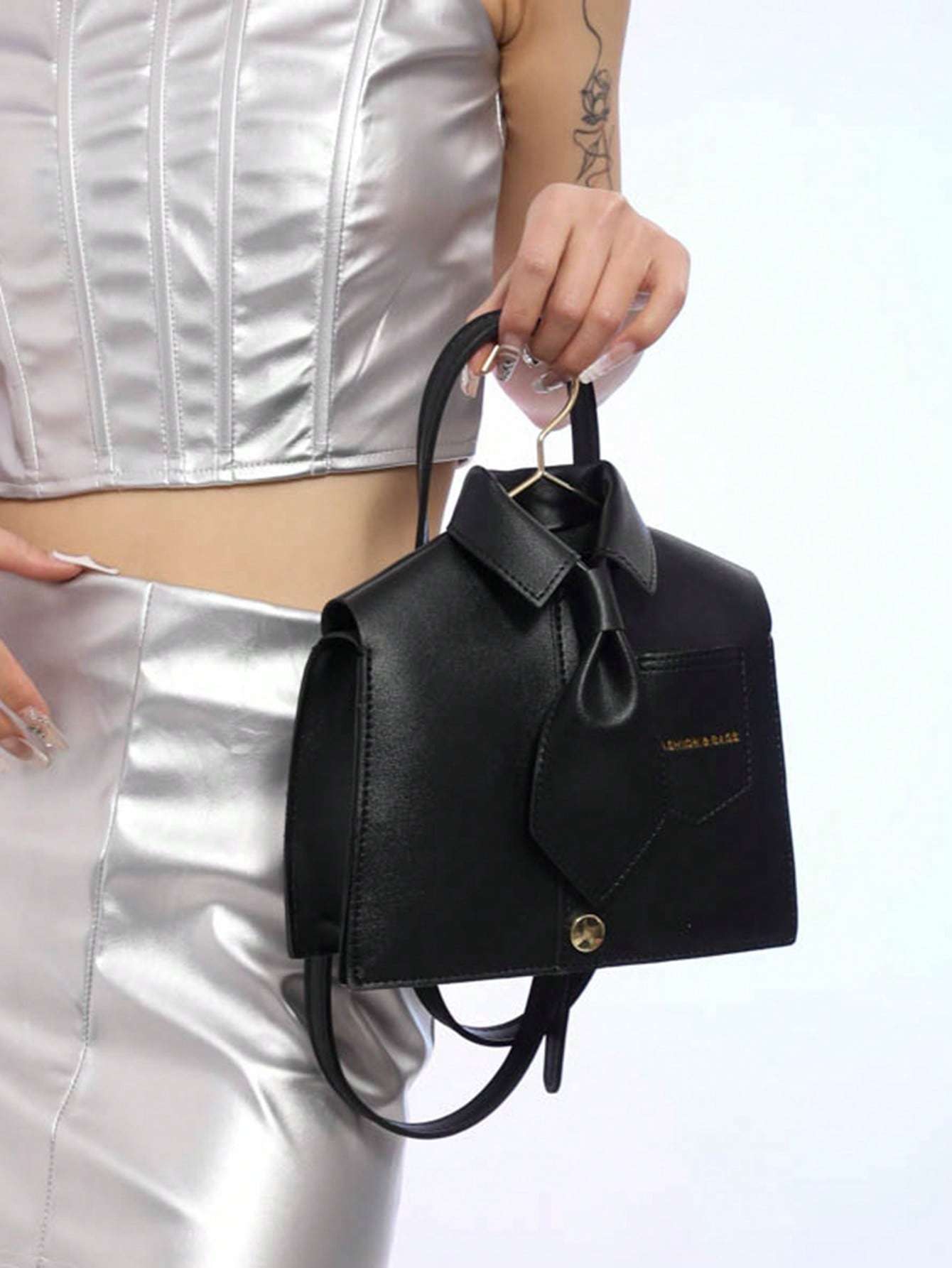 Sac à Bandoulière pour Femmes en Forme Originale, Sac à Épaule Noir avec Rabat, Poche pour Téléphone, Cadeau Intéressant - Allomarc.com