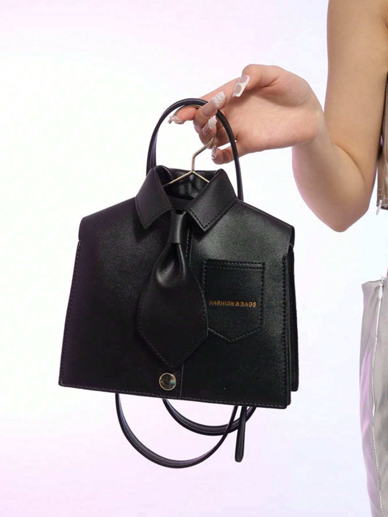 Sac à Bandoulière pour Femmes en Forme Originale, Sac à Épaule Noir avec Rabat, Poche pour Téléphone, Cadeau Intéressant - Allomarc.com