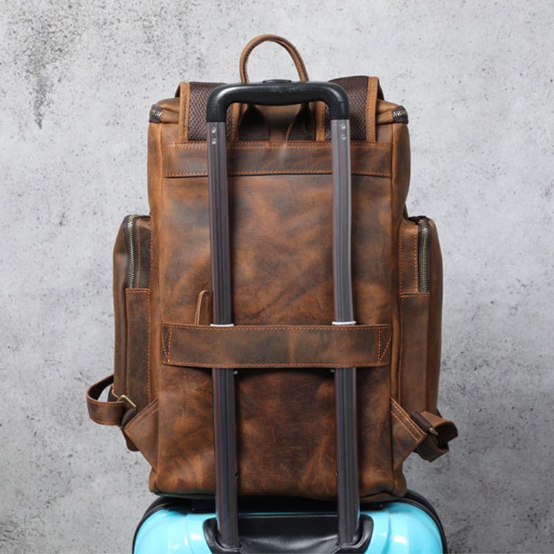 Sac à Dos en Cuir Crazy Horse Vintage Grande Capacité - Allomarc.com