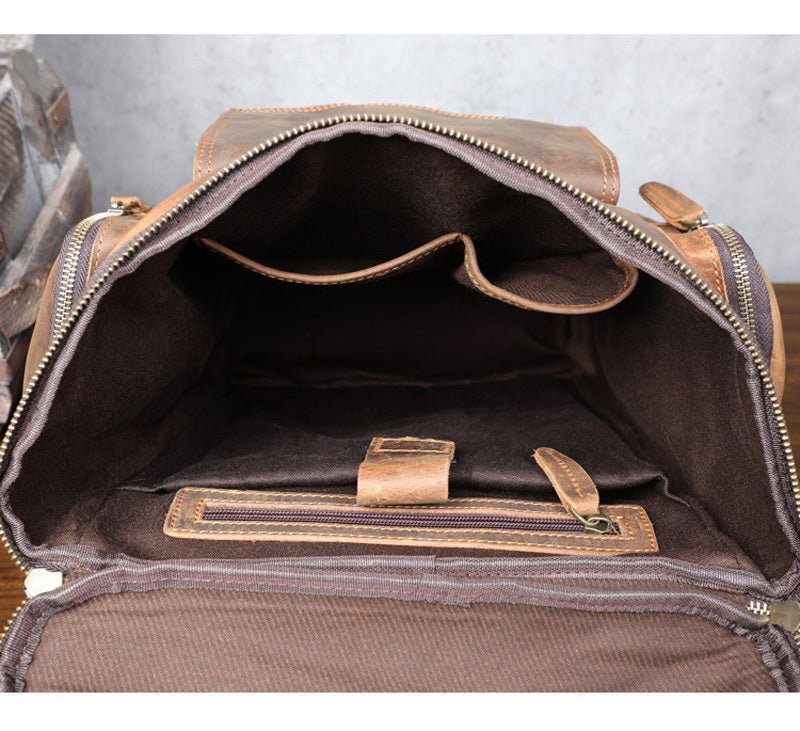 Sac à Dos en Cuir Crazy Horse Vintage Grande Capacité - Allomarc.com