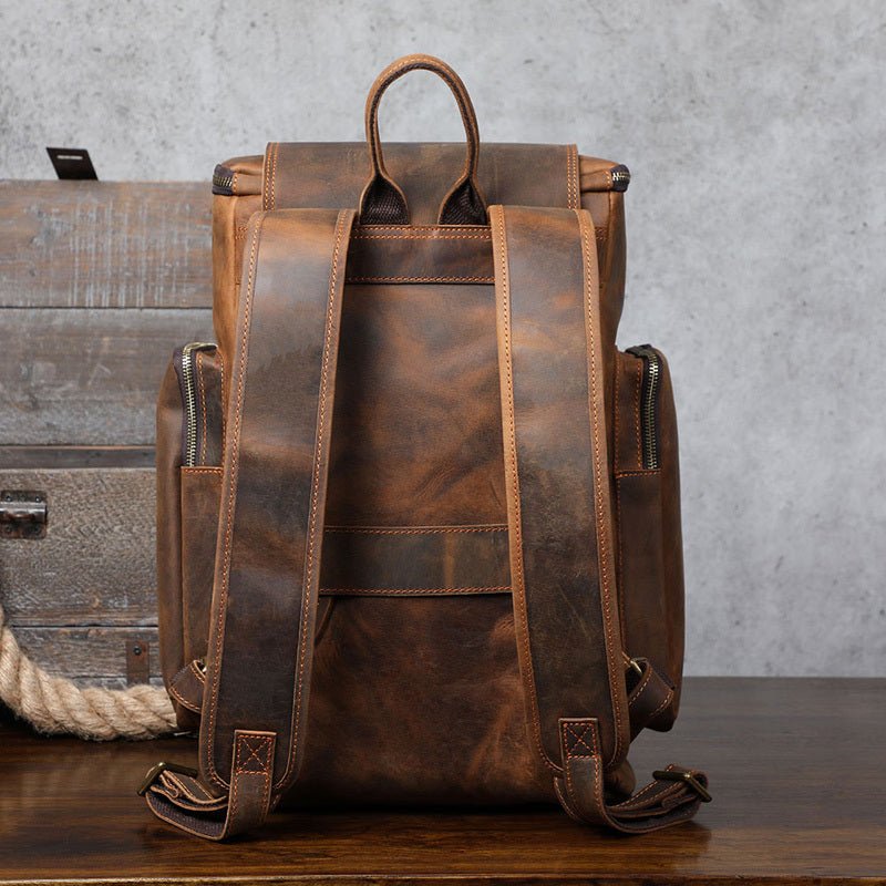 Sac à Dos en Cuir Crazy Horse Vintage Grande Capacité - Allomarc.com