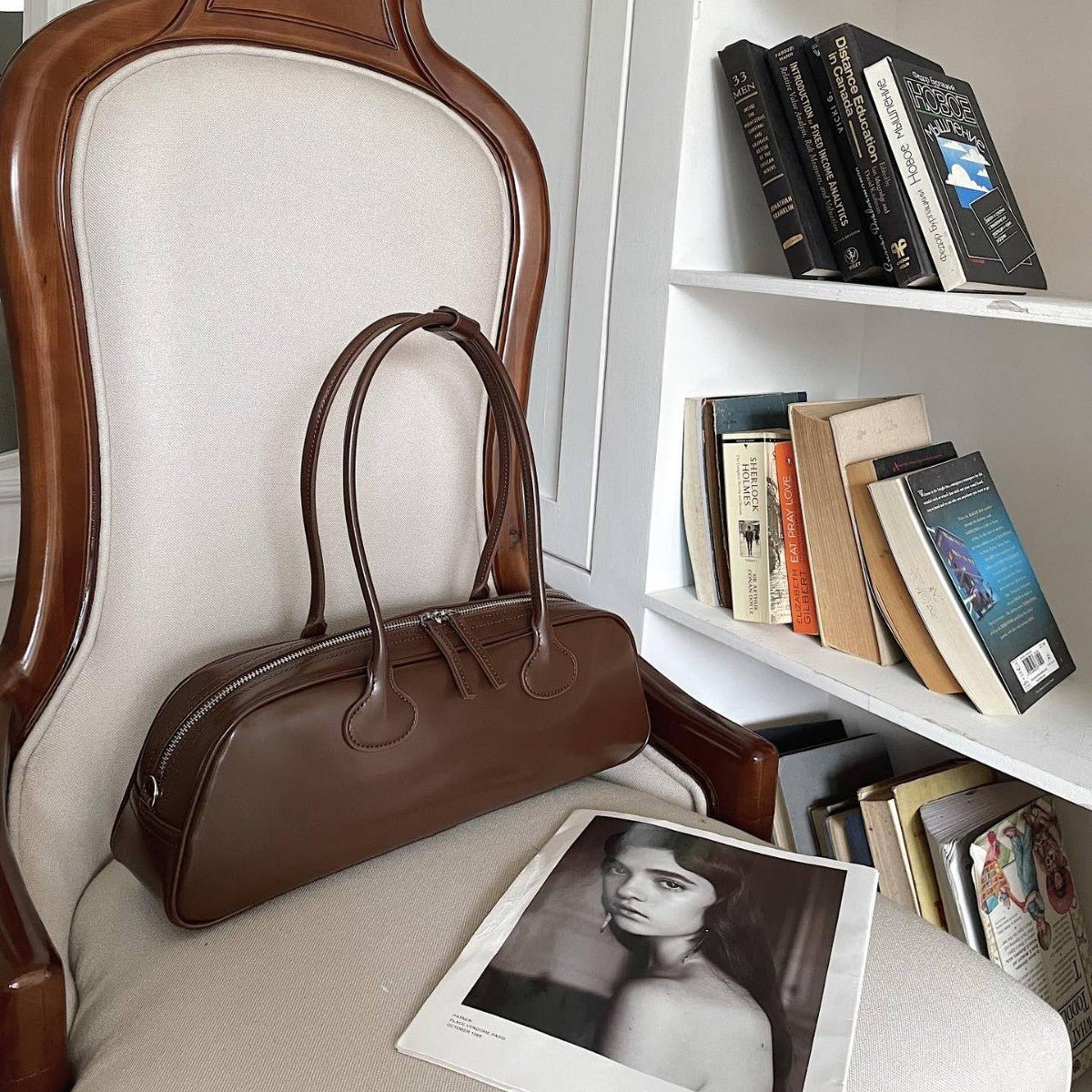 Sac à main rétro en cuir véritable - Baguette portable de haute qualité - Allomarc.com