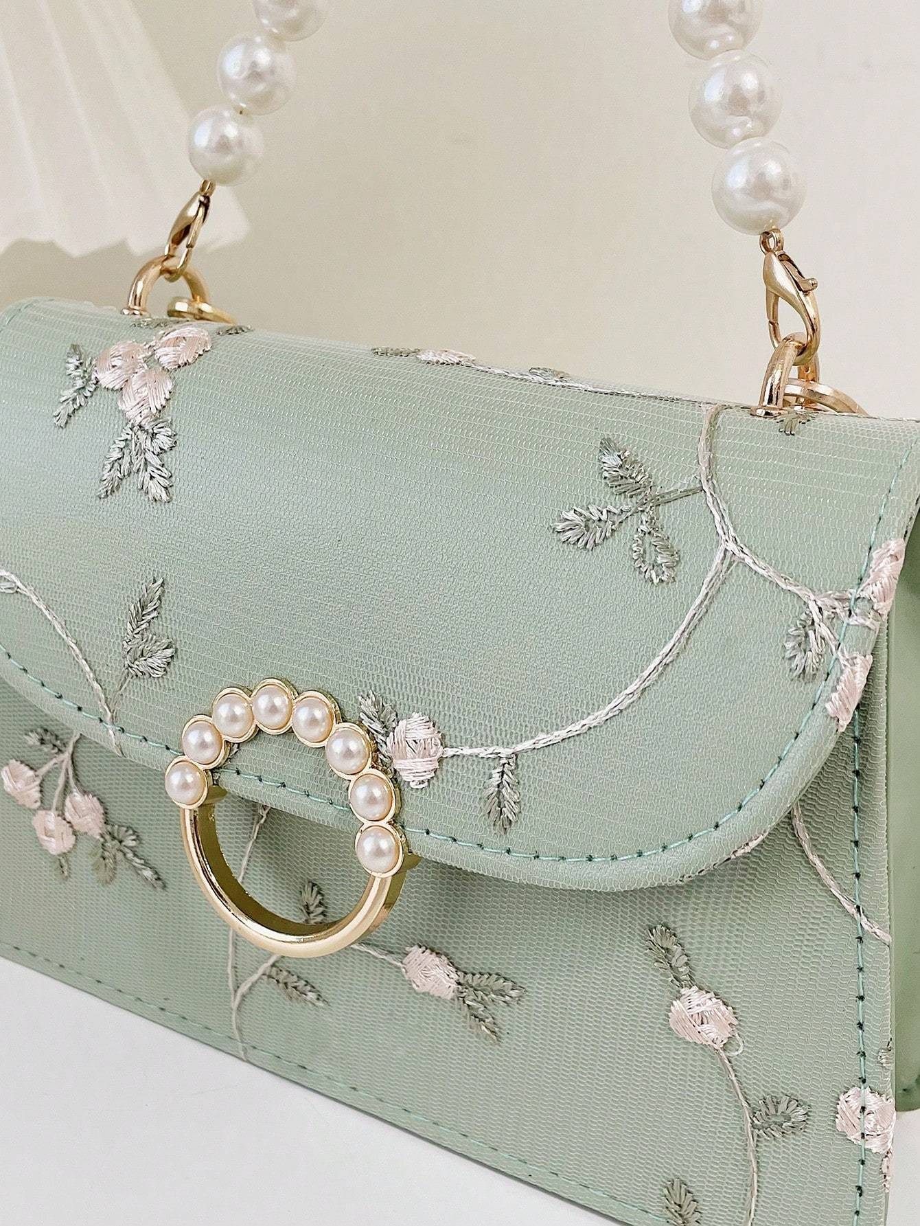 Sac Carré Petit et Élégant en Perles pour Femmes avec Chaîne en Dentelle - Allomarc.com