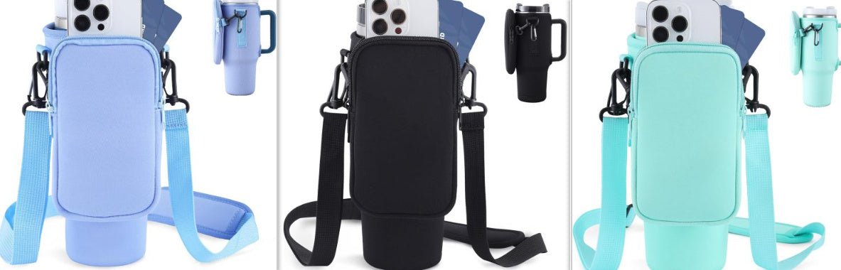 Sac de Transport pour Bouteille d'Eau Slok, Compatible avec Tumbler 40oz, Support Moderne avec Sangle Ajustable pour Randonnée et Sports - Bleu Violet - Allomarc.com