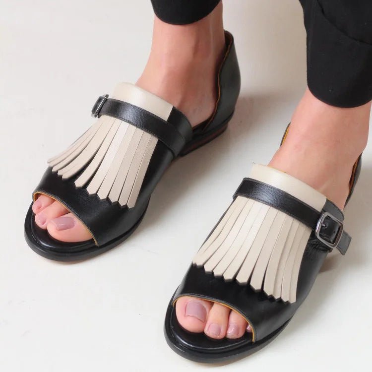 Sandales Plage Femme à Talon Plat avec Franges, Taille 40 - 43 - Allomarc.com