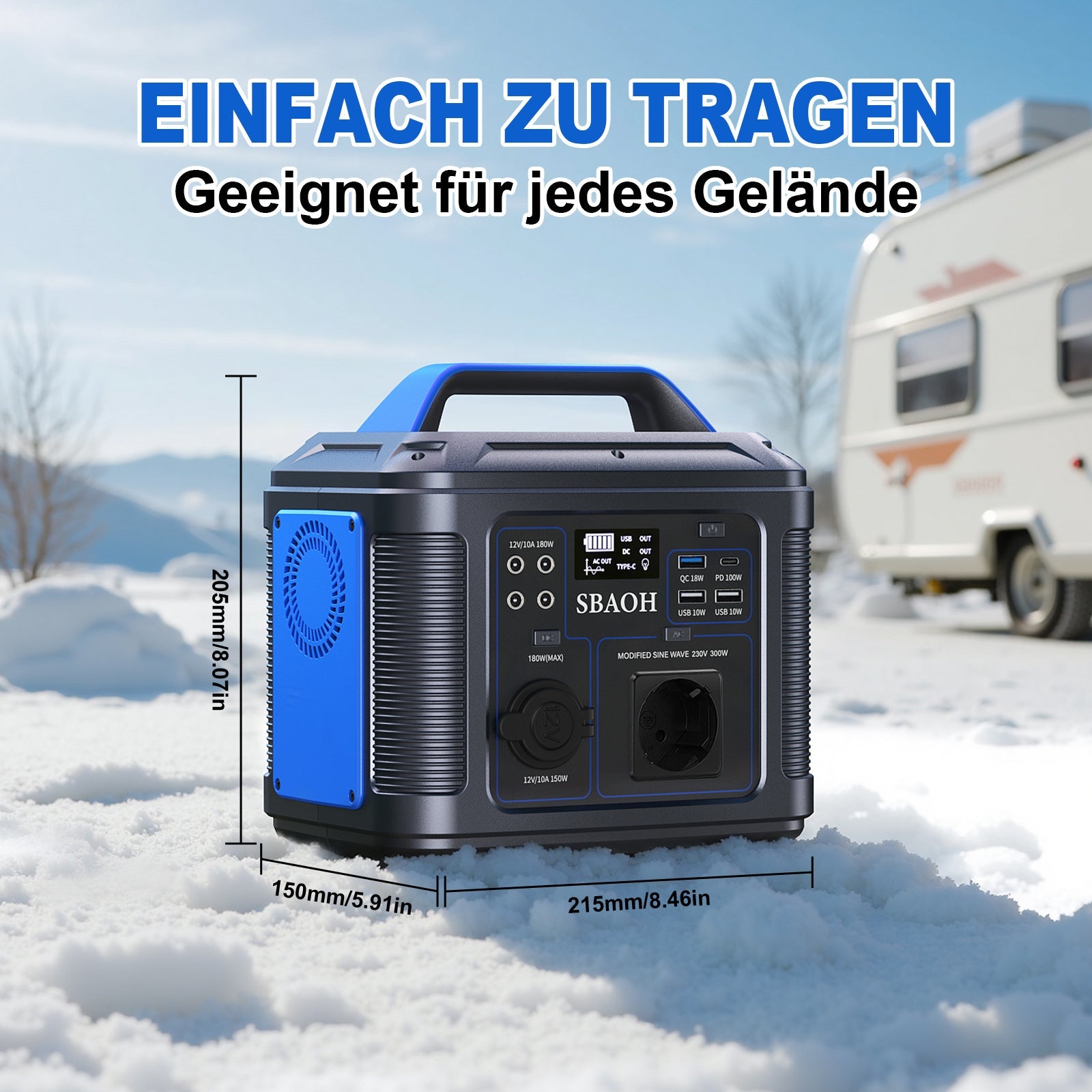 SBAOH Station D'Énergie Portable 300W - Générateur Solaire 296Wh - Allomarc.com