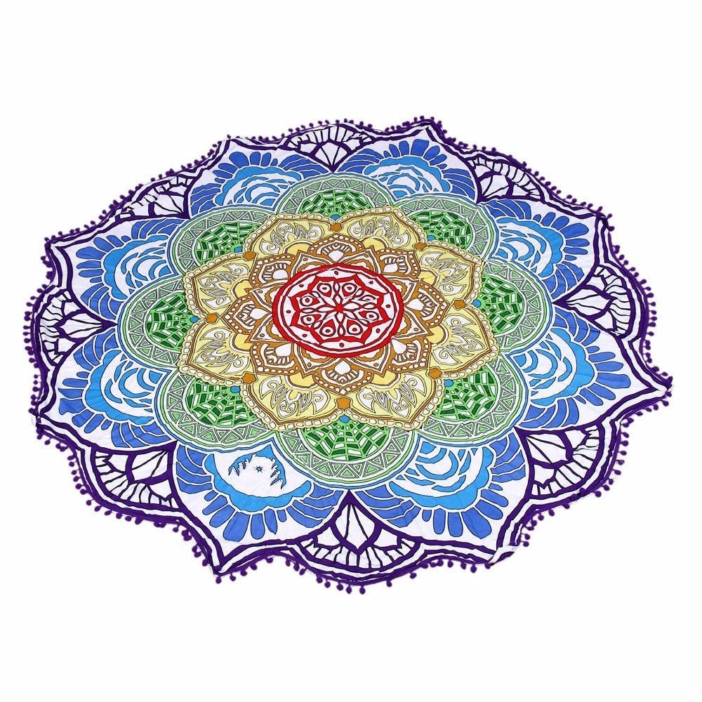 Serviette de Bain Ronde Imprimée - Serviette de Plage et Tapis de Yoga - Allomarc.com