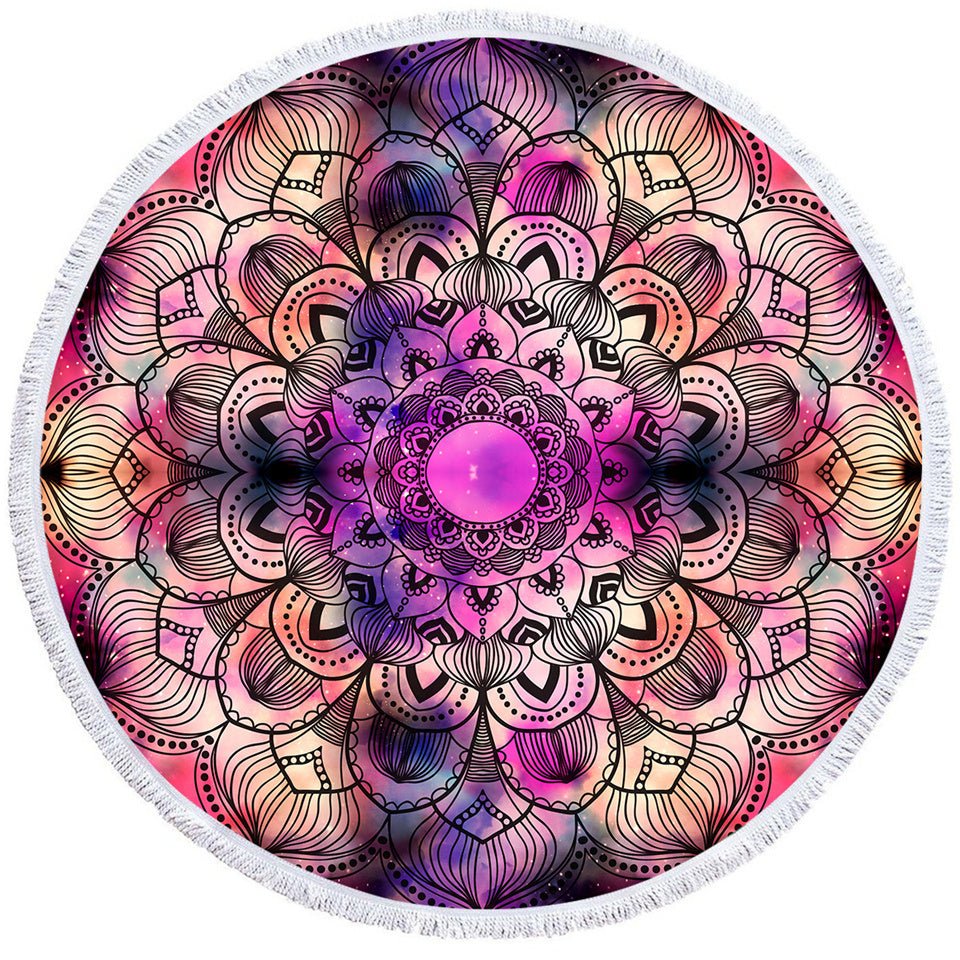 Serviette de Bain Ronde Imprimée - Serviette de Plage et Tapis de Yoga - Allomarc.com