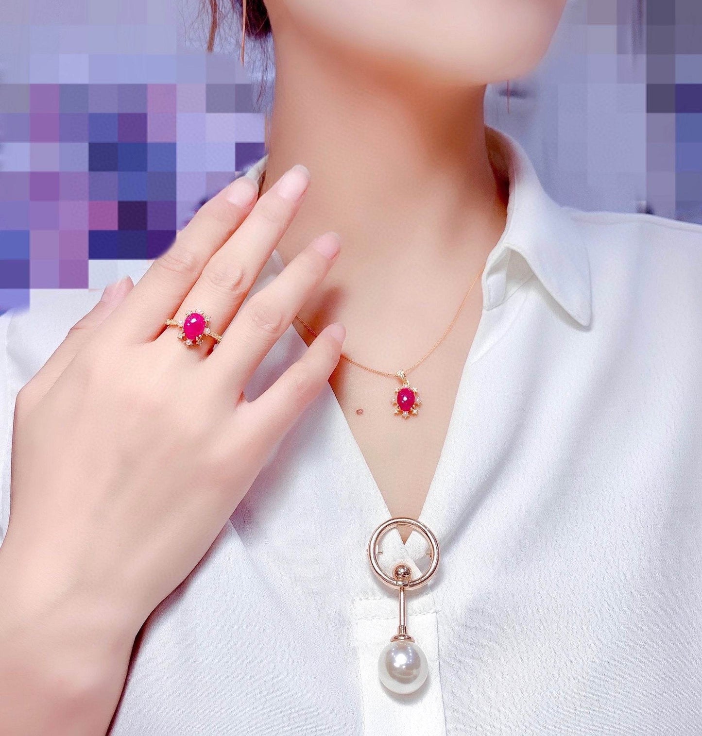 Set de Bijoux en Rubis Birman Naturel - Allomarc.com