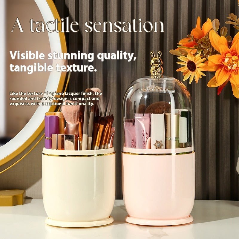 Support de Pinceaux de Maquillage Transparent à Rotation, Boîte de Rangement Dustproof - Allomarc.com