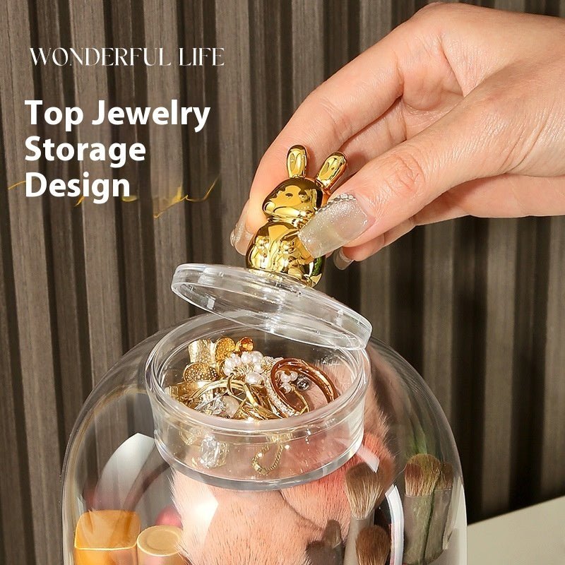 Support de Pinceaux de Maquillage Transparent à Rotation, Boîte de Rangement Dustproof - Allomarc.com