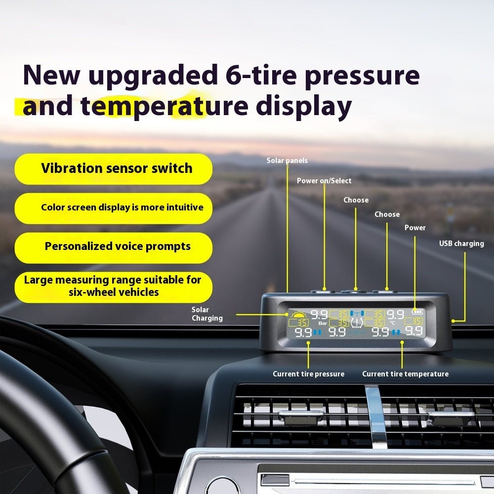 Surveillez la pression des pneus de votre véhicule avec le TPMS solaire T12 à six roues - Allomarc.com