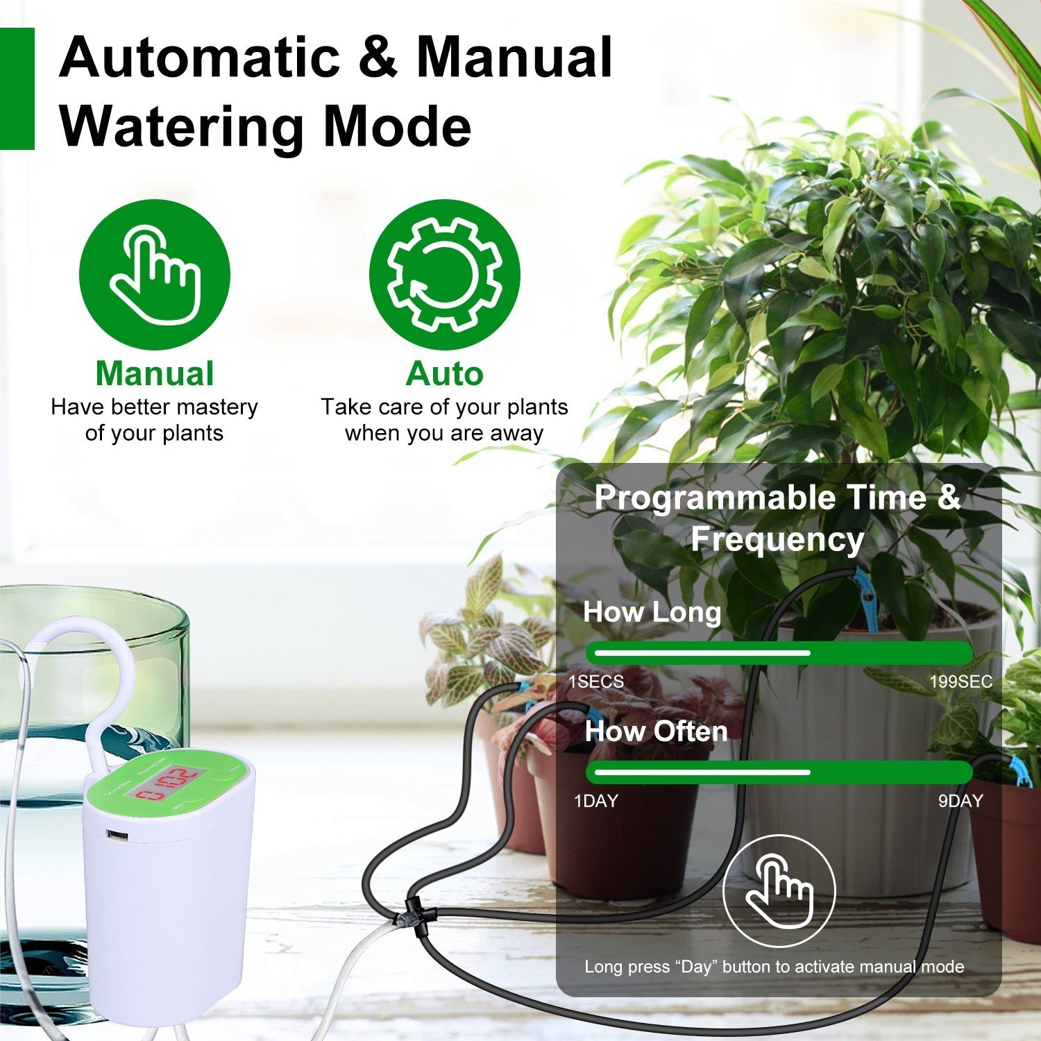 Système d'Arrosage Automatique avec Minuteur pour 12 Plantes - Allomarc.com