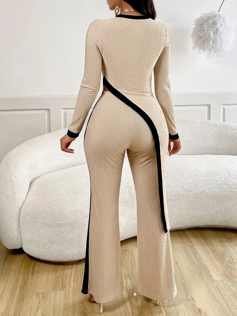 T-shirt à Manches Longues avec Fente Latérale Contrastante - Allomarc.com