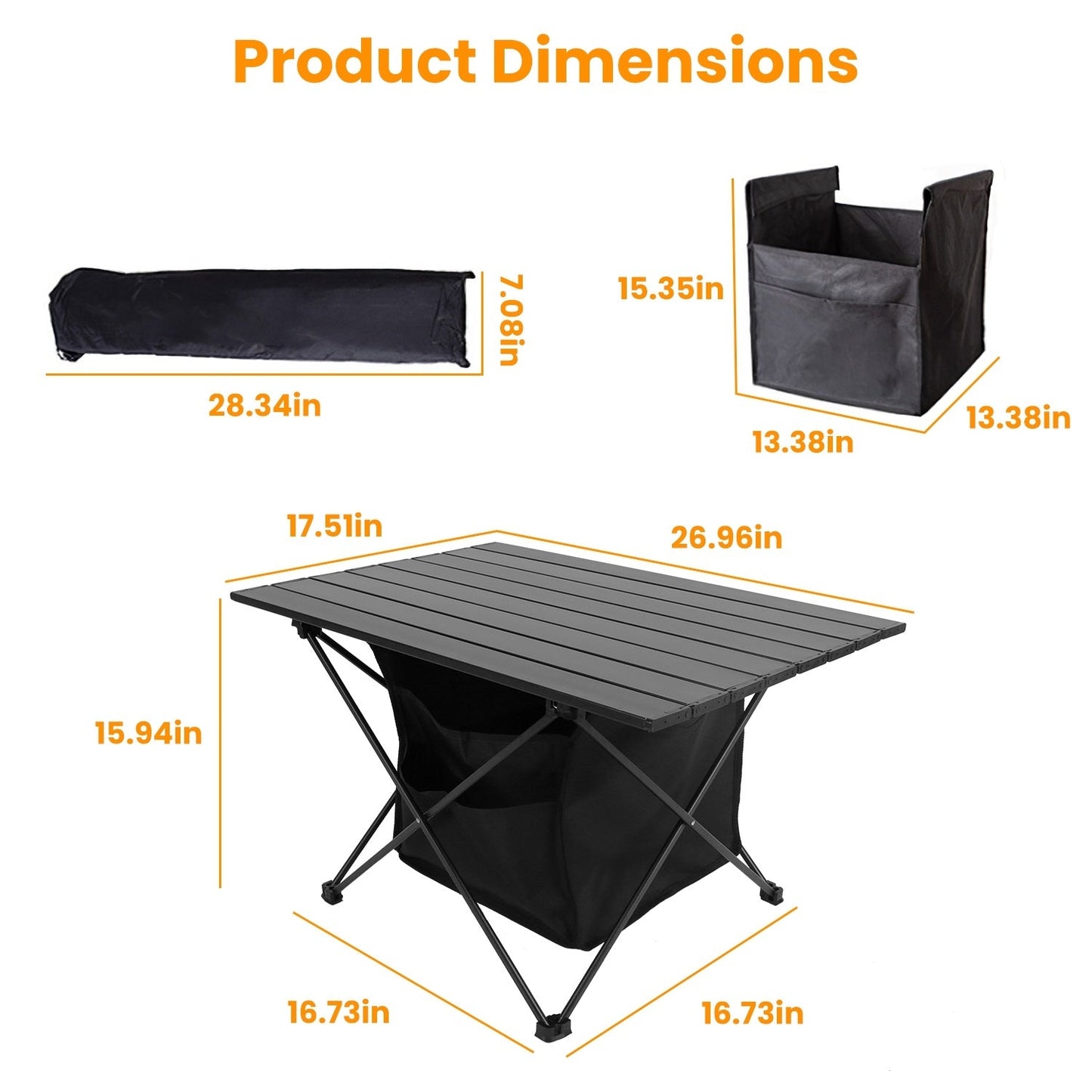 Table de Camping Pliable avec Panier de Rangement en Aluminium - Allomarc.com
