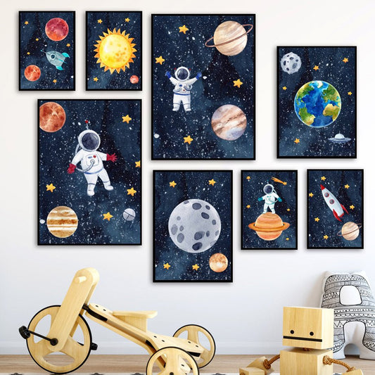 Tableau en Toile Astronaute - Art Murale Évasion Galactique - Allomarc.com