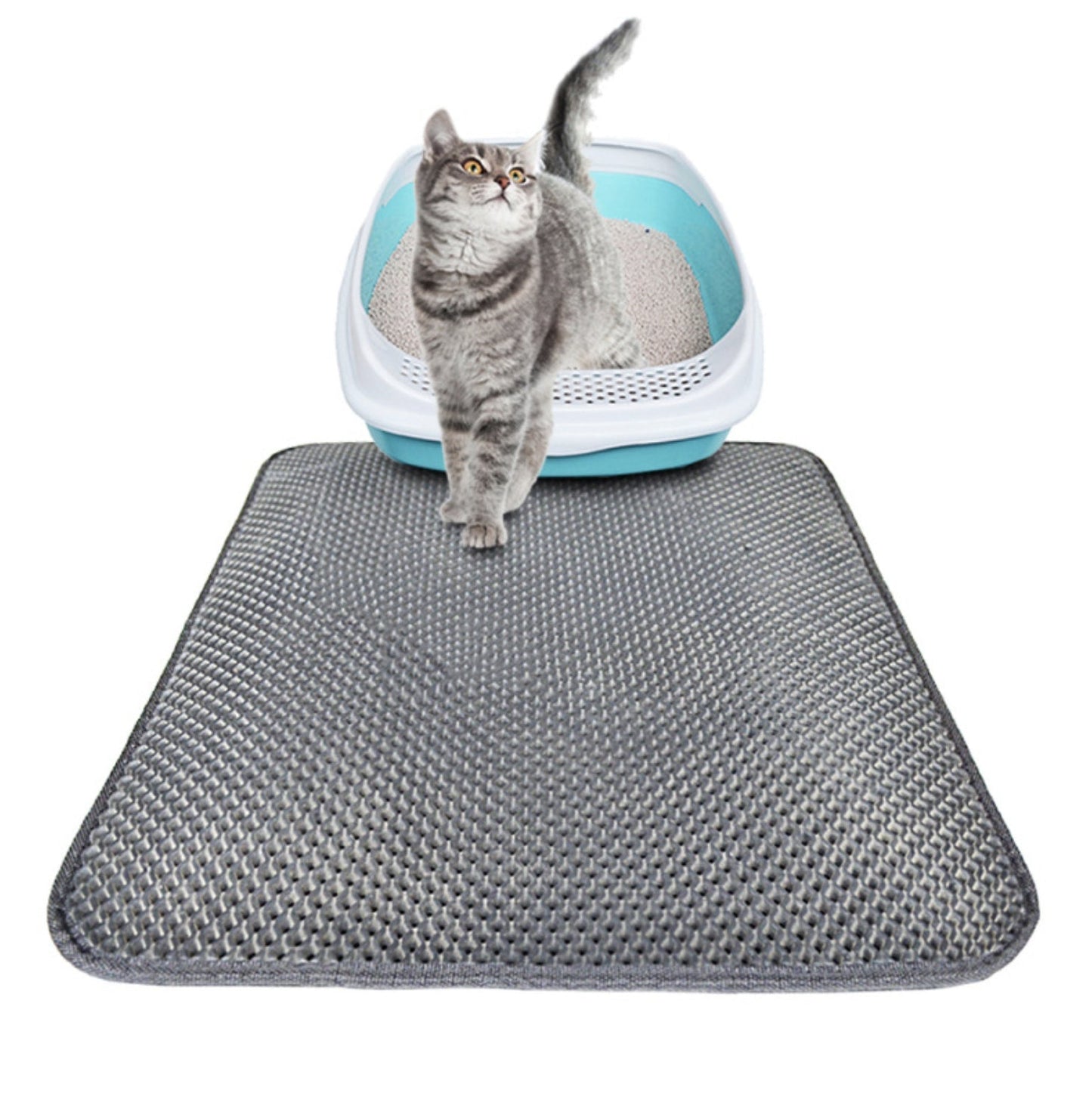 Tapis Litière Double Couche pour Chats - Mat Trappant litière et lit pour animaux de compagnie - Allomarc.com