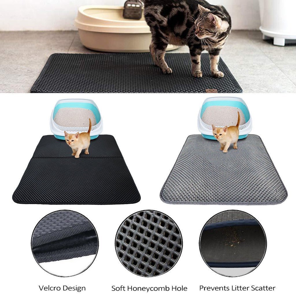 Tapis Litière Double Couche pour Chats - Mat Trappant litière et lit pour animaux de compagnie - Allomarc.com