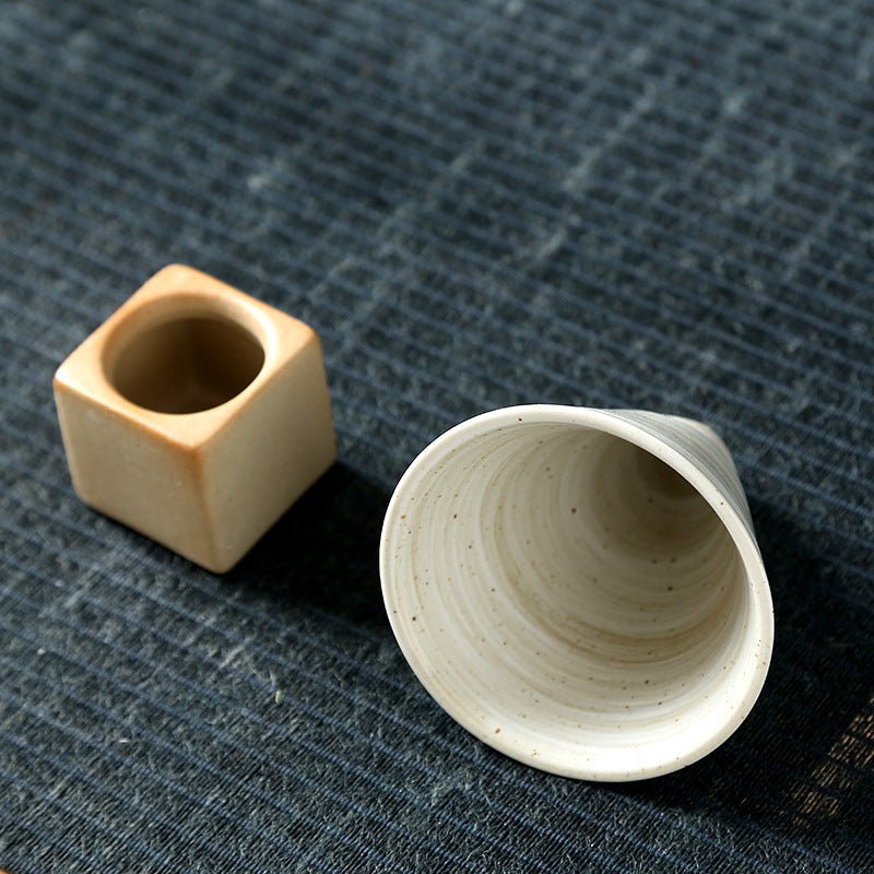 Tasse à Espresso en Pierre Émaillée avec Base Créative - Céramique Vintage - Allomarc.com