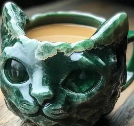 Tasse Géode Cristal Chat en Résine - Artisanat Unique - Allomarc.com