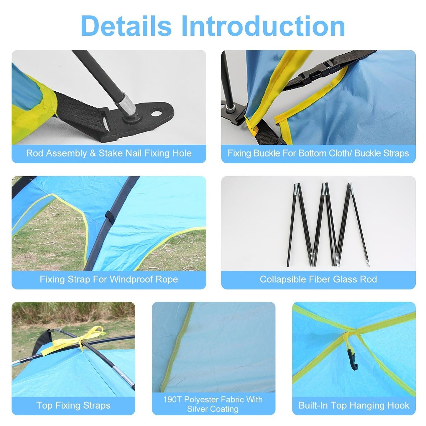 Tente de Plage 4 - 6 Personnes avec Canopy, Sac de Transport, UPF50 et Imperméable - Allomarc.com