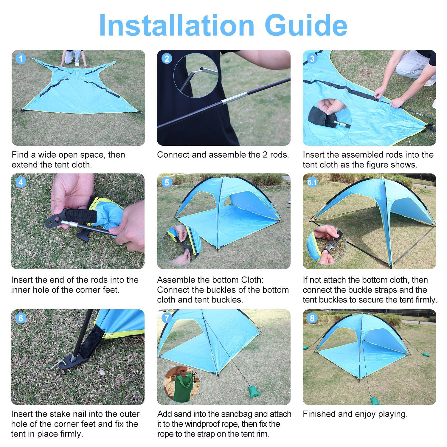 Tente de Plage 4 - 6 Personnes avec Canopy, Sac de Transport, UPF50 et Imperméable - Allomarc.com