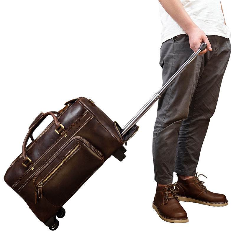 Trolley Case en Cuir Véritable pour Hommes - Allomarc.com