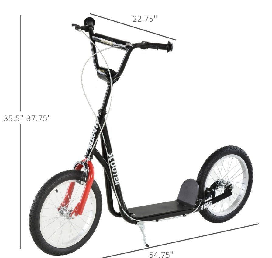Trottinette pour Enfants, Noire, Guidon Réglable, Freins Arrière Doubles, Roues Gonflables - Allomarc.com